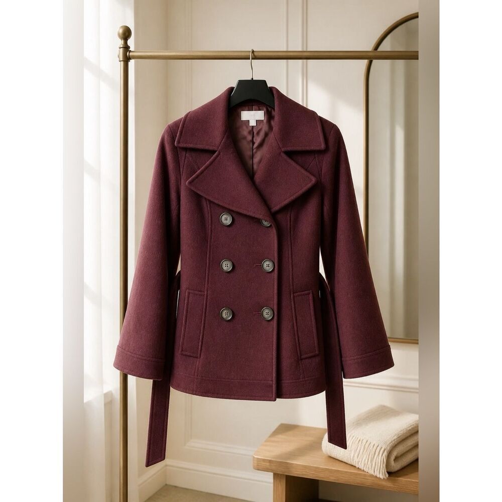 BLACK BELTED DOUBLE BREASTED CAR COAT by MERONA S